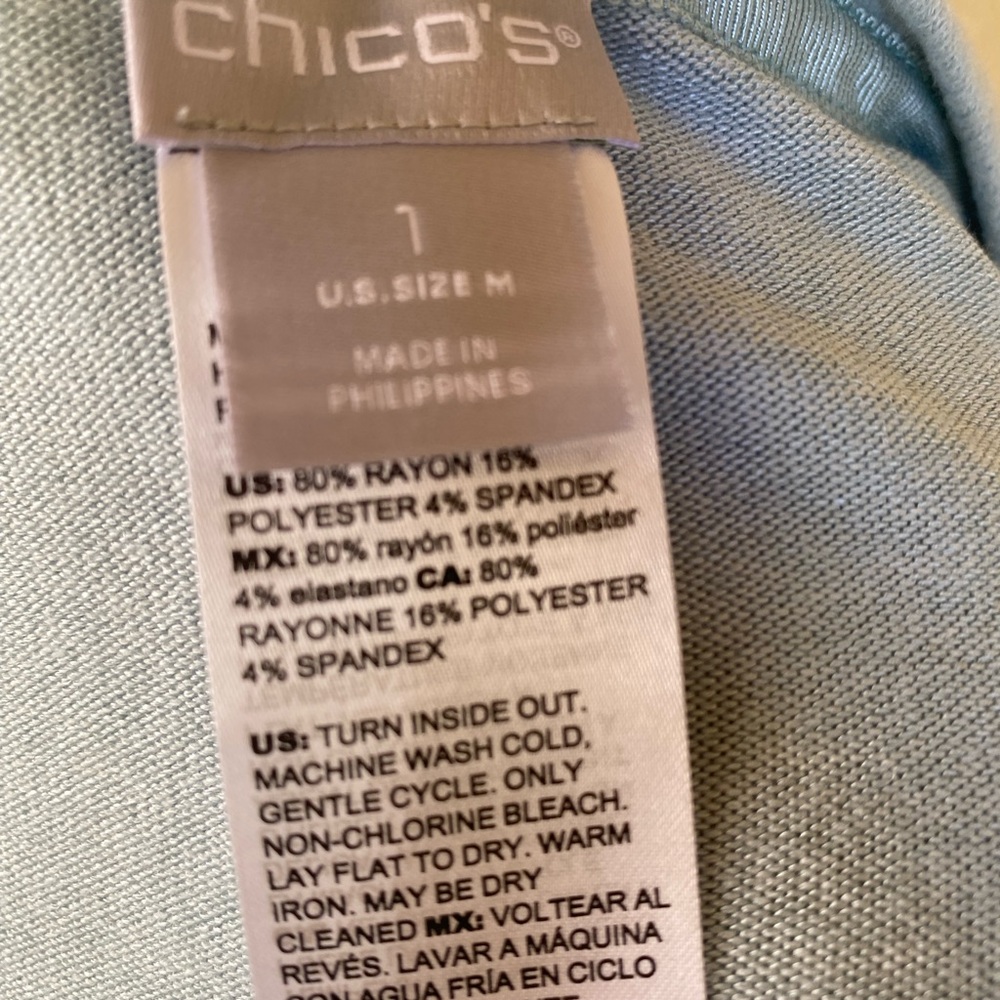 CHICO'S Ice Sage Tie Front Soft Knit Cardigan Size 1/M - Picture 7 of 7